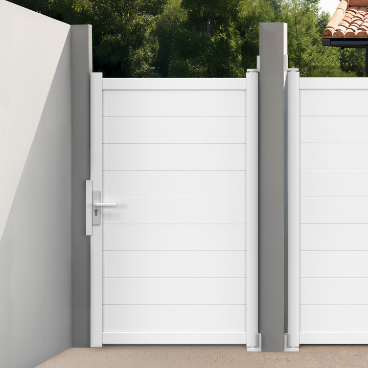 Puerta peatonal incorporada de aluminio blanco de 100x160 cm