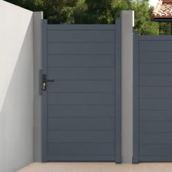 Porta a battente 100x180 cm in alluminio grigio antracite