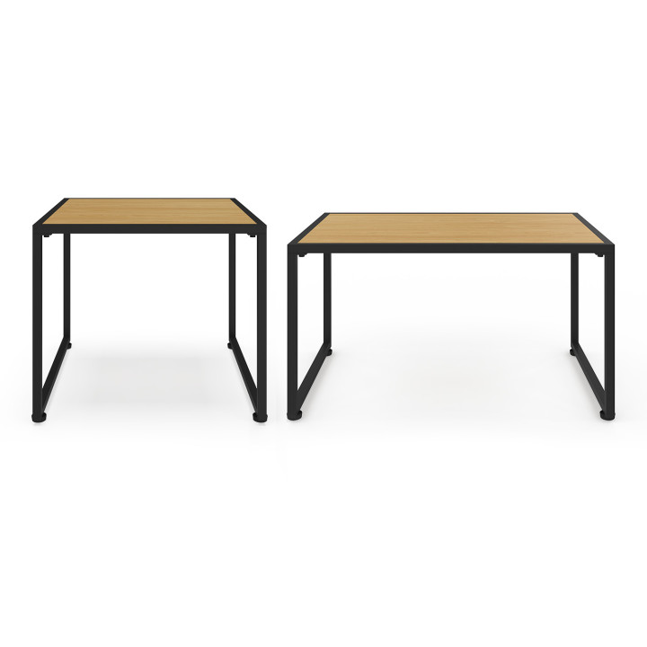 RIO 8-zits lage tuinset met metalen frame en licht rotan effect koord en zwarte kussens