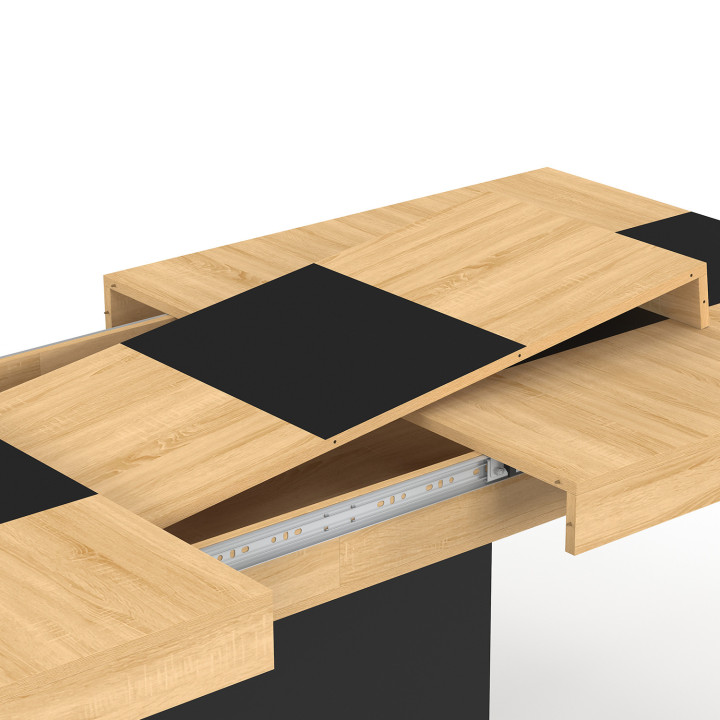 Mesa de comedor extensible de madera con banda central negra - EDEN | ID Market