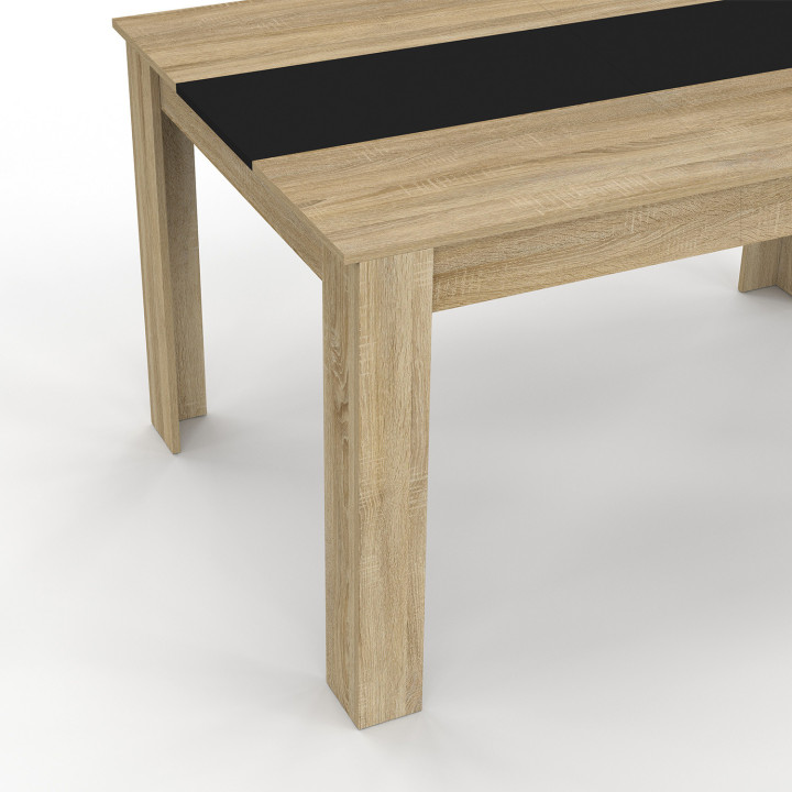 Esstisch für 6 Personen in Buche-Nachbildung und Schwarz - GEORGIA | ID Market