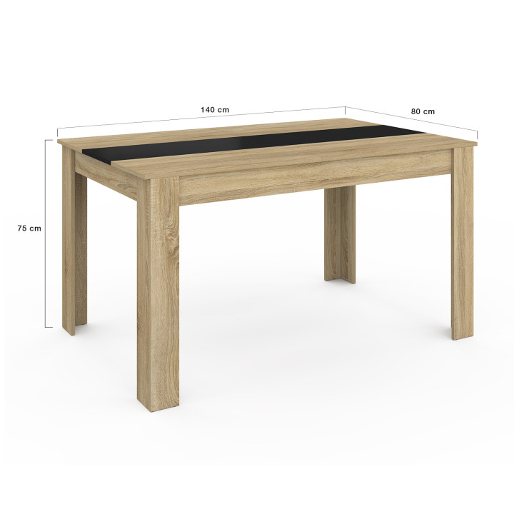 Zwarte eettafel 6 personen - imitatiehout - GEORGIA | ID Market