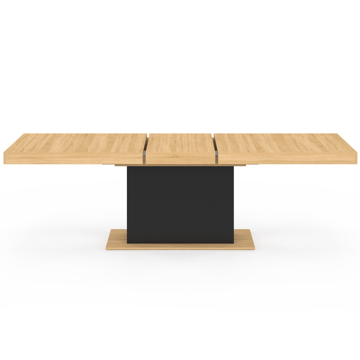 Mesa de comedor extensible de madera y negro para 8-12 personas - EDEN | ID Market