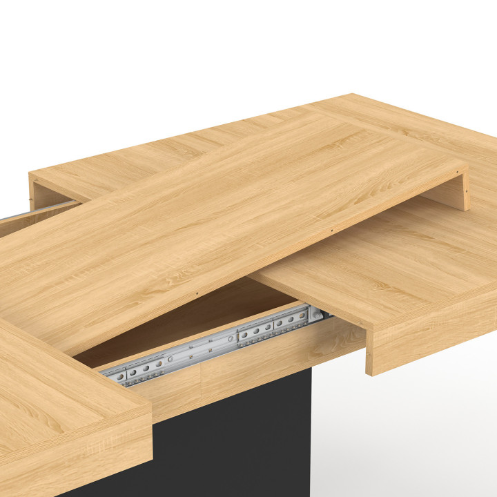 Houten en zwarte uitschuifbare eettafel voor 8-12 personen - EDEN | ID Market