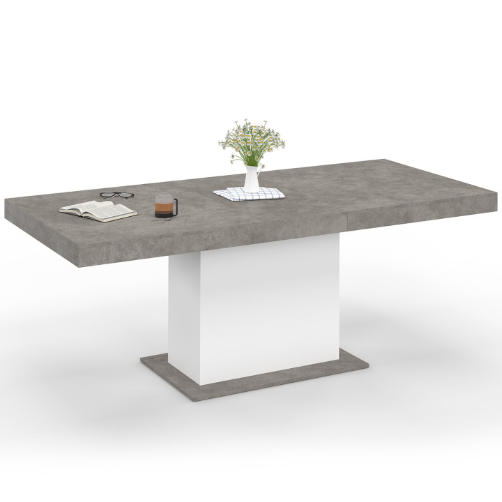 Uitschuifbare eettafel 6-10 personen, beton en wit | ID Market
