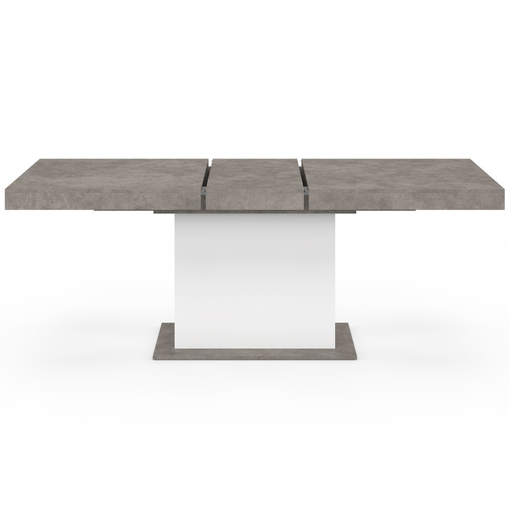 Mesa de comedor extensible 6-10 personas 160-200 cm hormigón y blanco - EDEN | ID Market