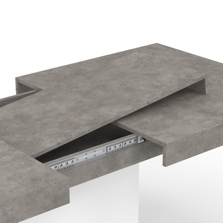 Ausziehbarer Esstisch für 6-10 Personen 160-200 cm Beton und Weiß - EDEN | ID Market