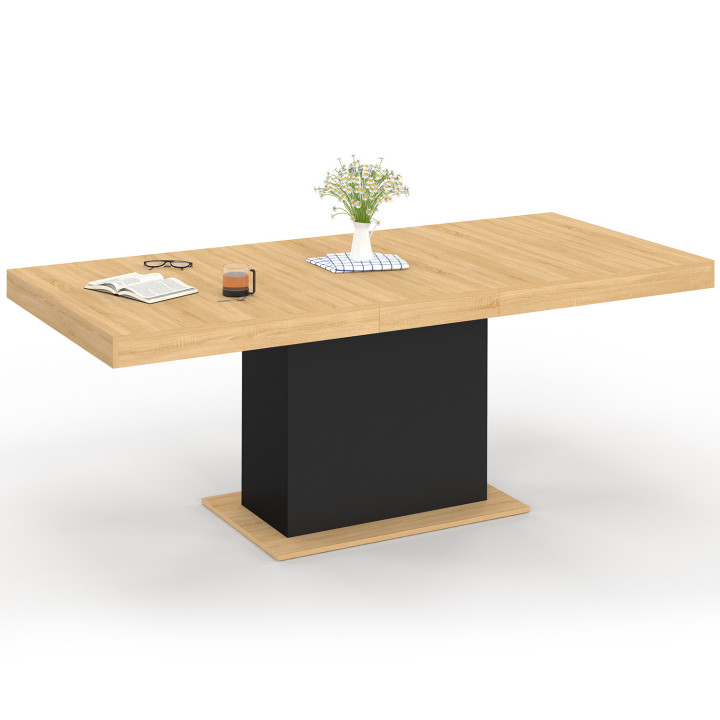 Rechthoekige tafel met centrale poot, hout en zwart - EDEN | ID Market