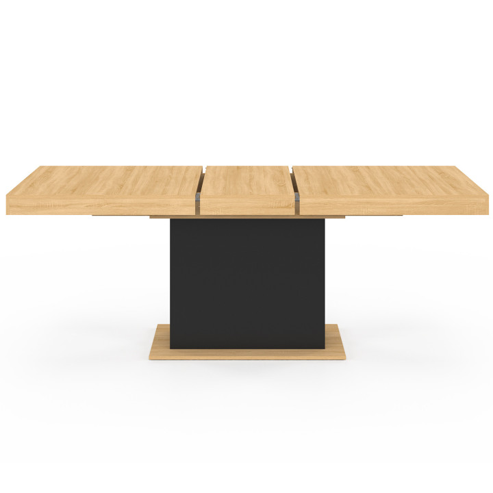Table à manger extensible rectangle EDEN 6-10 personnes bois et noir 160-200 cm