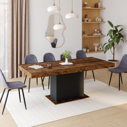 Ausziehbarer Esstisch 6-10 Personen 160-200 cm Holz Effekt antik und schwarz - EDEN | ID Market