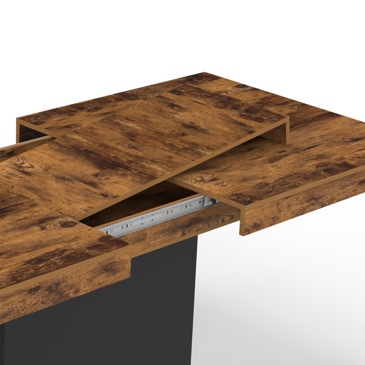 Ausziehbarer Esstisch 6-10 Personen 160-200 cm Holz Effekt antik und schwarz - EDEN | ID Market