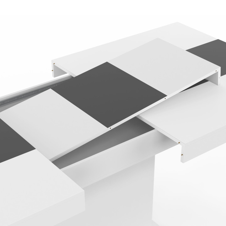 Mesa de comedor rectangular extensible blanca con banda gris - EDEN | ID Market