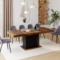 Mesa de comedor extensible de madera oscura y negra 6-10 personas - EDEN | ID Market