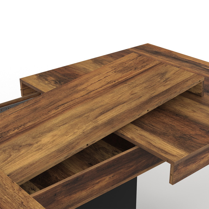 Uitschuifbare eettafel donker hout en zwart 6-10 personen - EDEN | ID Market