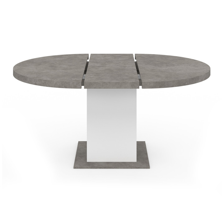 Ronde uitschuifbare eettafel 4-8 personen beton en wit 120-160 cm - EDEN | ID Market