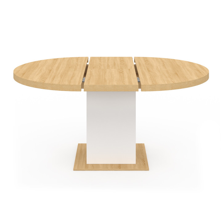 Tavolo da pranzo rotondo allungabile 4-8 persone in legno e bianco 120-160 cm - EDEN | ID Market