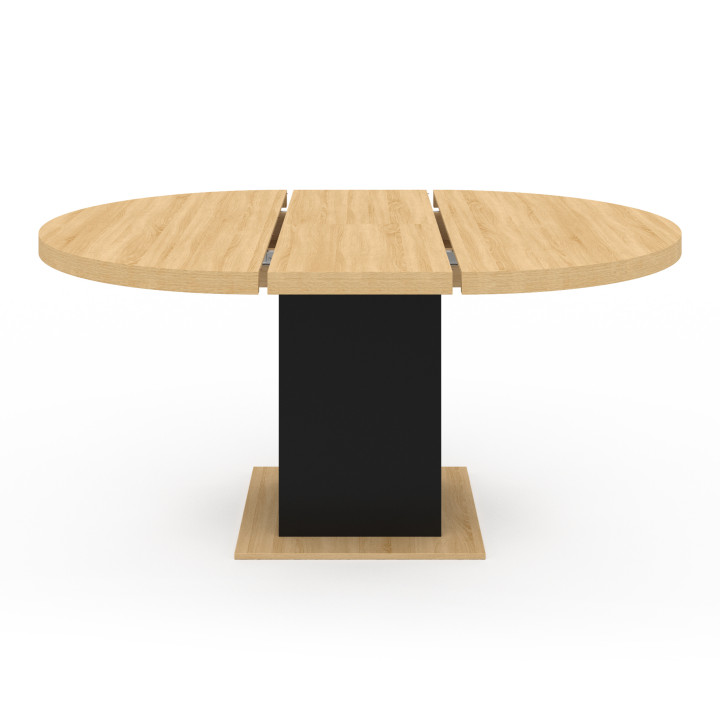 Mesa de comedor redonda extensible 4-8 personas madera y negro - EDEN | ID Market