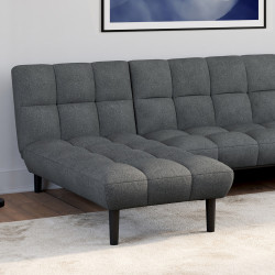 Méridienne clic clac gestoffeerd 80 x 180 cm antracietgrijs stof - SALOME | IDMarket