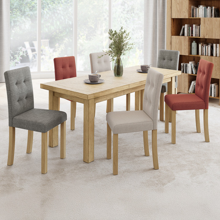 Lot de 6 chaises POLGA capitonnées mix color gris, terracotta et beige