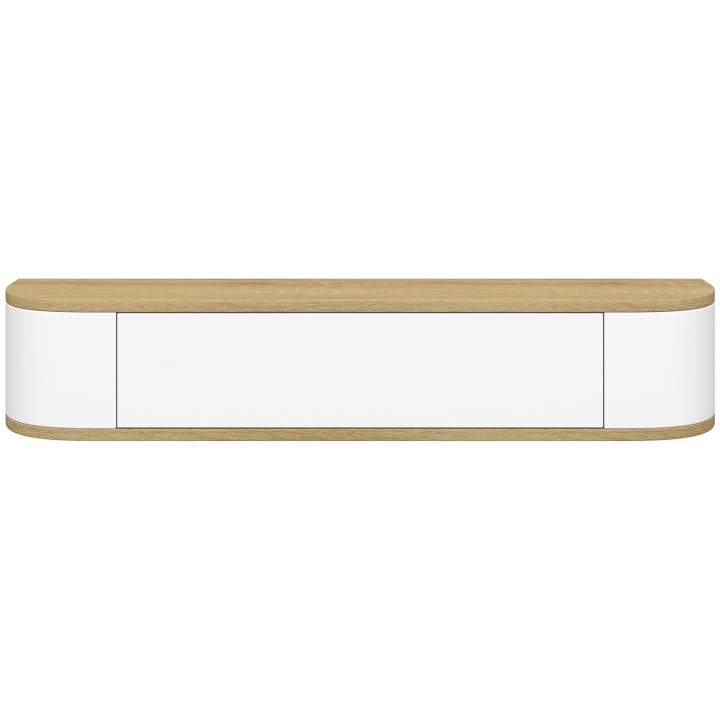 LEORA 1-deurs wandconsole met houtdecor in wit en houtdecor