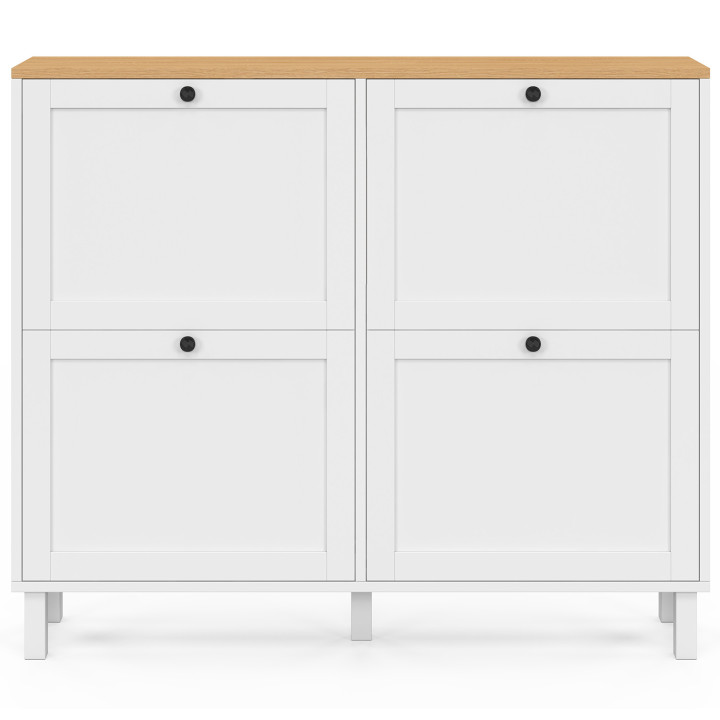 20-par ACHILLE zapatero con 4 puertas blancas y tapa de madera