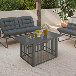 Tavolino rettangolare alzabile da giardino 100 cm Struttura in metallo RIO e cordoncino grigio antracite