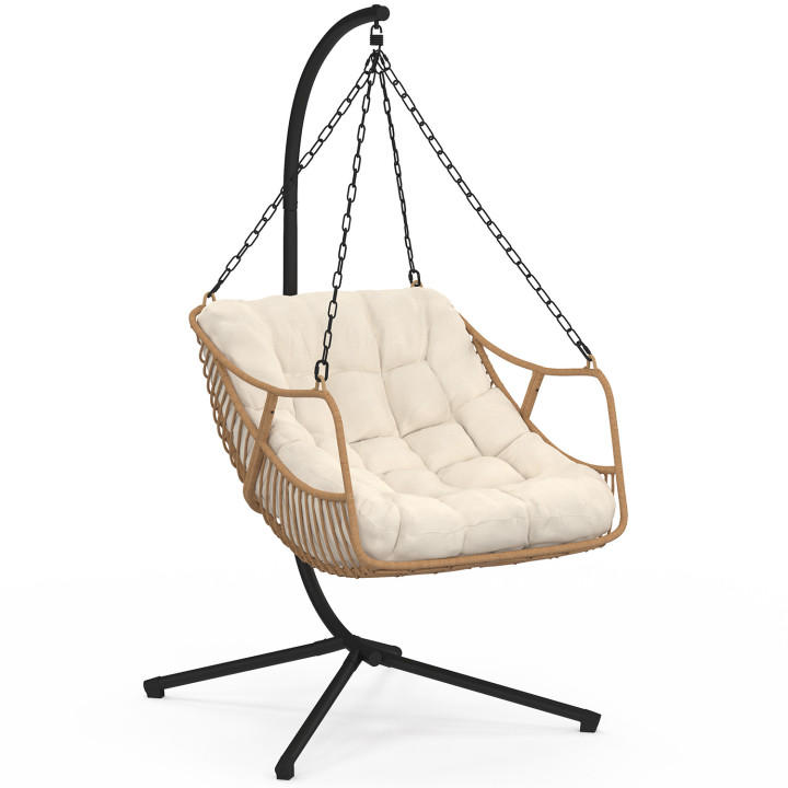 Relax-Hängesessel LOA durchbrochene Rattan-Effekt mit ecru Kissen