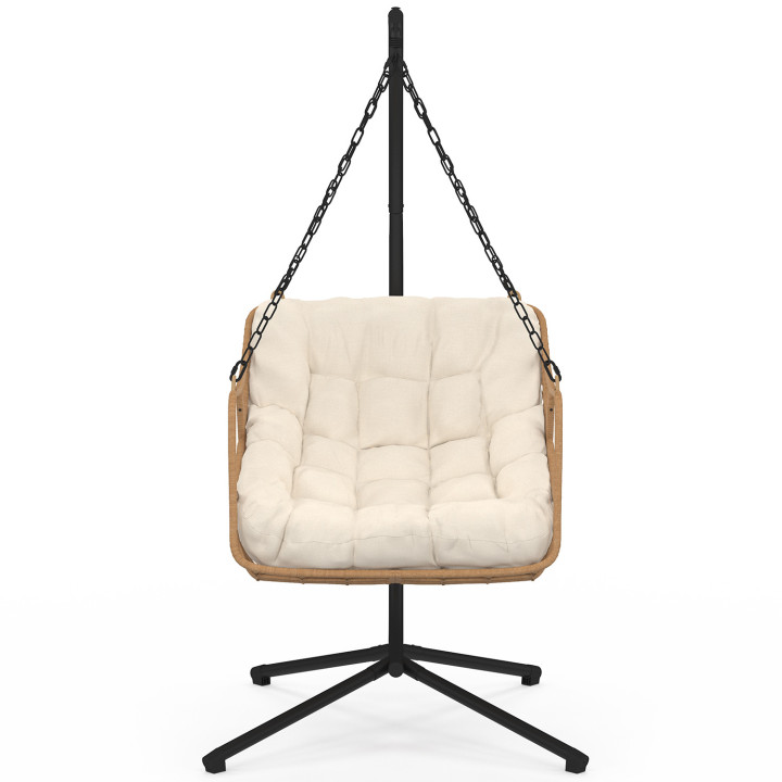 LOA reclinabile in rattan traforato con cuscino ecrù