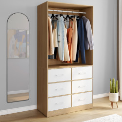 UPPAH armario W. 80 cm con 6 cajones de madera de haya y blanco