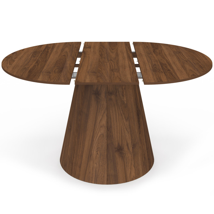 Table à manger ronde extensible ANGELE 6 personnes noyer 110-150 cm