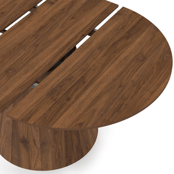 ANGELE ronde uitschuifbare eettafel 4-8 personen walnoot 110-150 cm