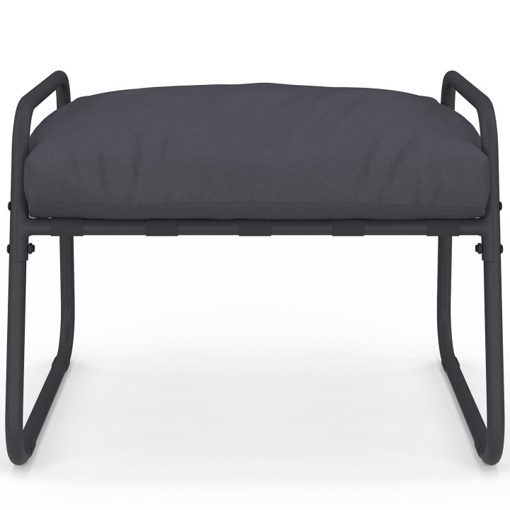 Set di 2 poltrone da giardino MARCO con poggiapiedi grigio e cuscino grigio antracite