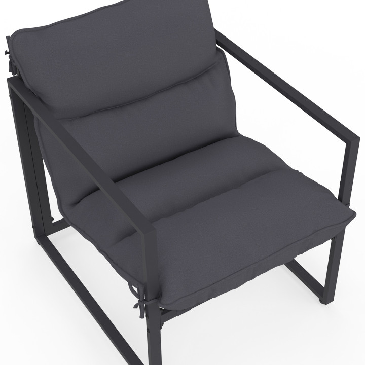 Lote de 2 sillones de jardín MARCO con reposapiés gris y cojín gris antracita