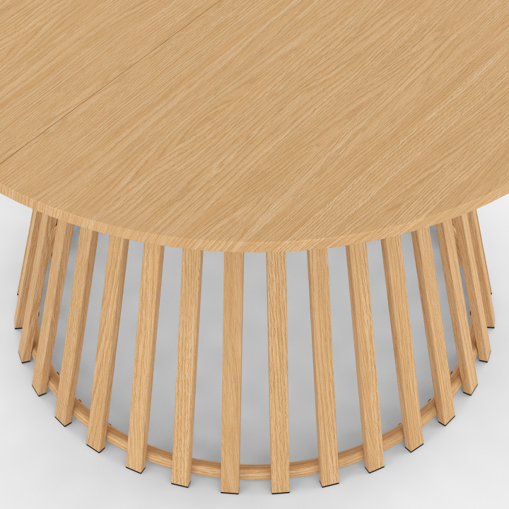 Mobili da giardino SOLAL Tavolo rotondo da 120 cm con gambe a doghe in metallo e 6 sedie da giardino con cinghie e cuscini beige