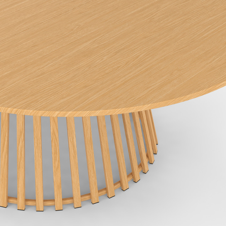 SOLAL ronde tuin-eettafel, uitschuifbaar 160-200 cm, 6-10 zitplaatsen, met metalen lattenpoten met houteffect