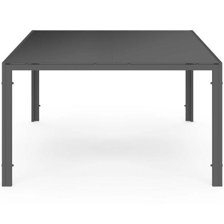 MADRID tuinset 130cm vierkante tafel en 8 antraciet grijze stapelstoelen