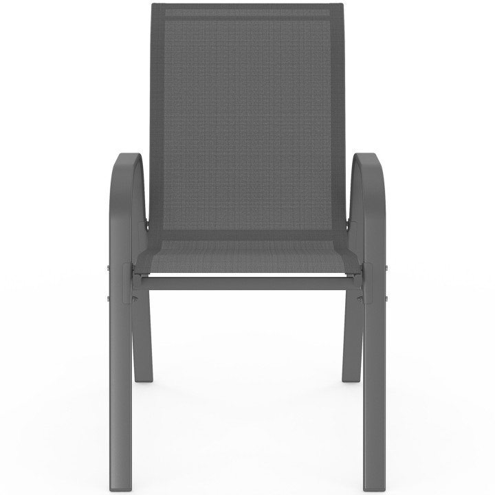 MADRID tuinset 130cm vierkante tafel en 8 antraciet grijze stapelstoelen