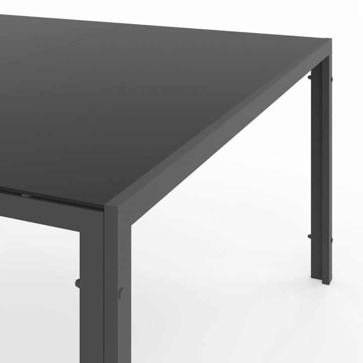 Conjunto de muebles de jardín MADRID Mesa cuadrada de 130 cm y 8 sillas apilables gris antracita