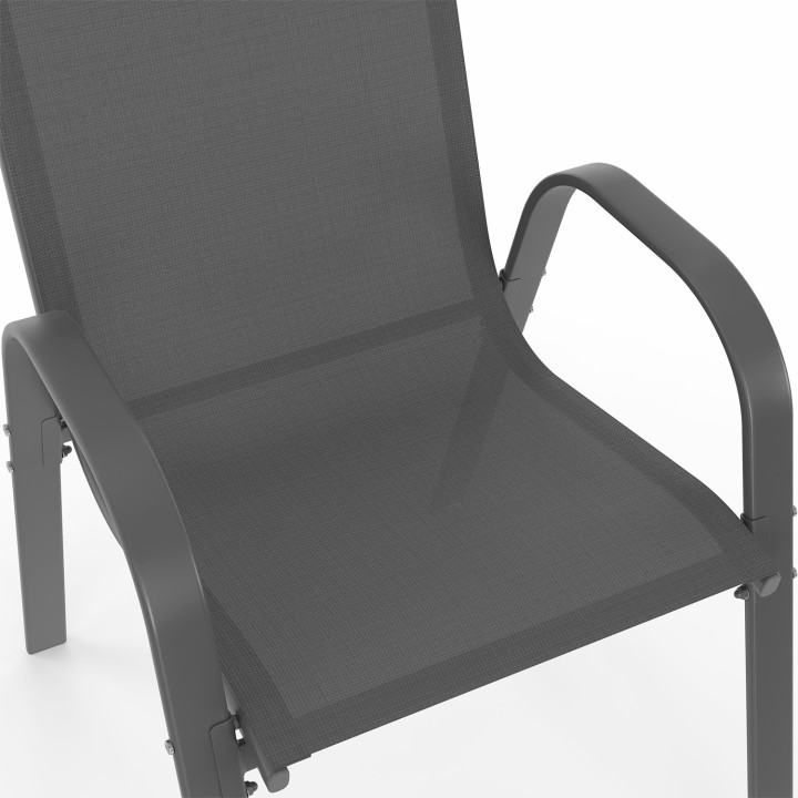 Set di mobili da giardino MADRID Tavolo quadrato da 130 cm e 8 sedie impilabili grigio antracite