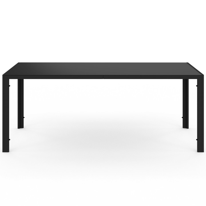 Set di mobili da giardino MADEIRA tavolo 190 cm e 8 sedie in corda e textilene nero e rattan chiaro