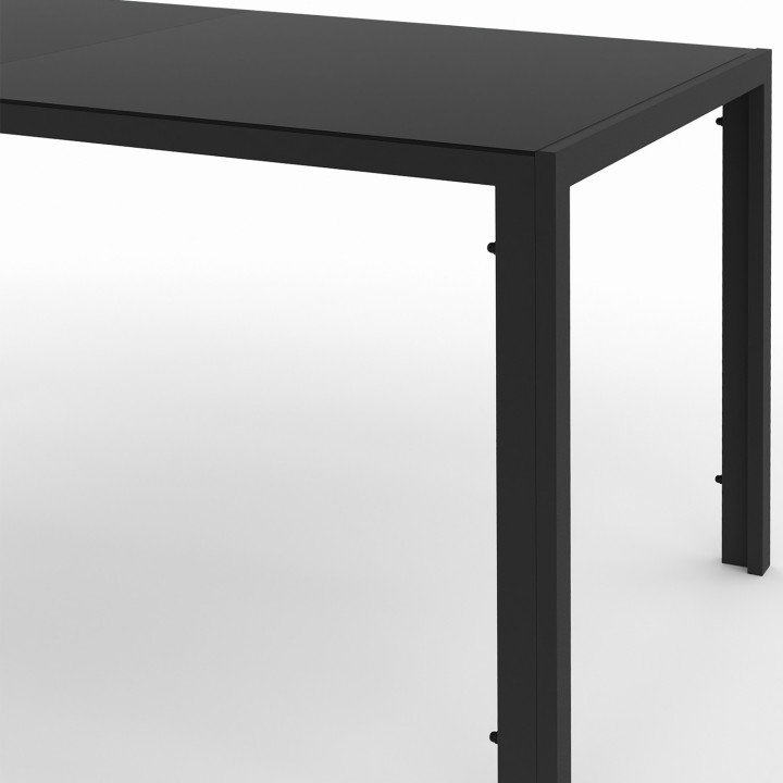 Salon de jardin MADEIRA table 190 cm et 8 chaises cordage et textilène noir et rotin clair