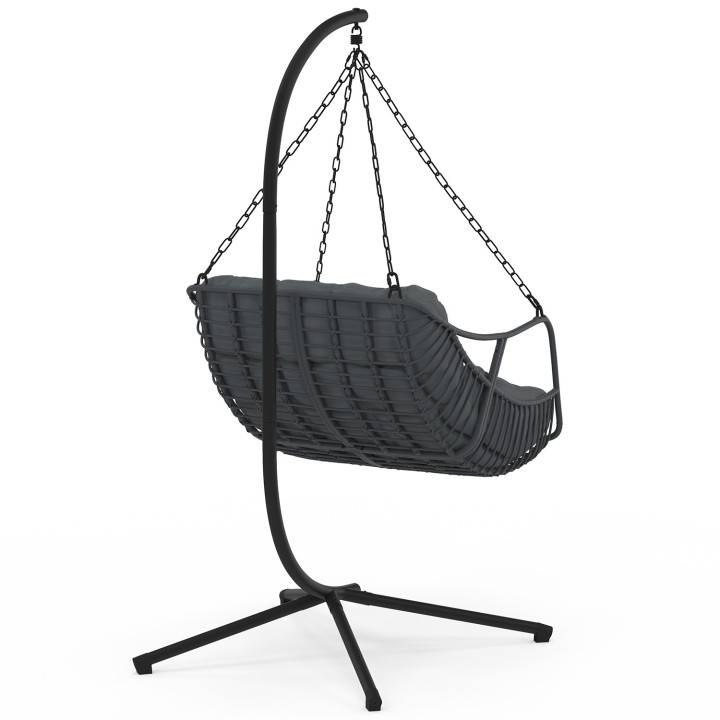 LOA sillón reclinable calado efecto ratán gris con cojín gris