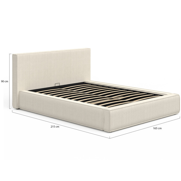 Doppelkastenbett JADE mit Bettkasten 140 x 190 cm Cord beige