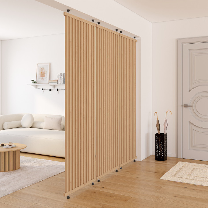 Cloison de séparation 250 cm tasseau bois coloris chêne