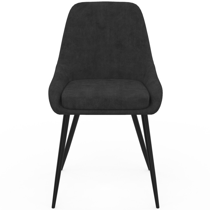 Set di 6 sedie THALYA in velluto nero con braccioli