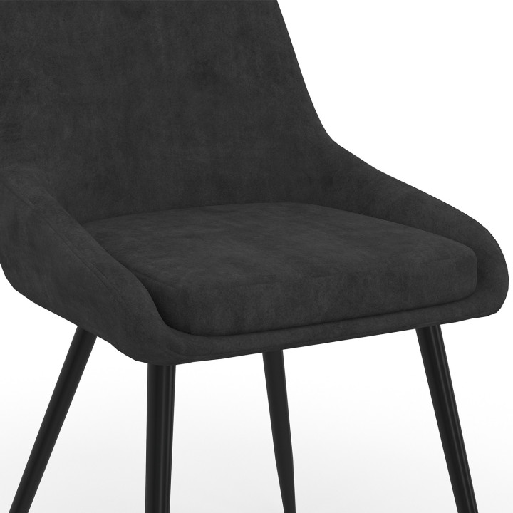 Set di 6 sedie THALYA in velluto nero con braccioli