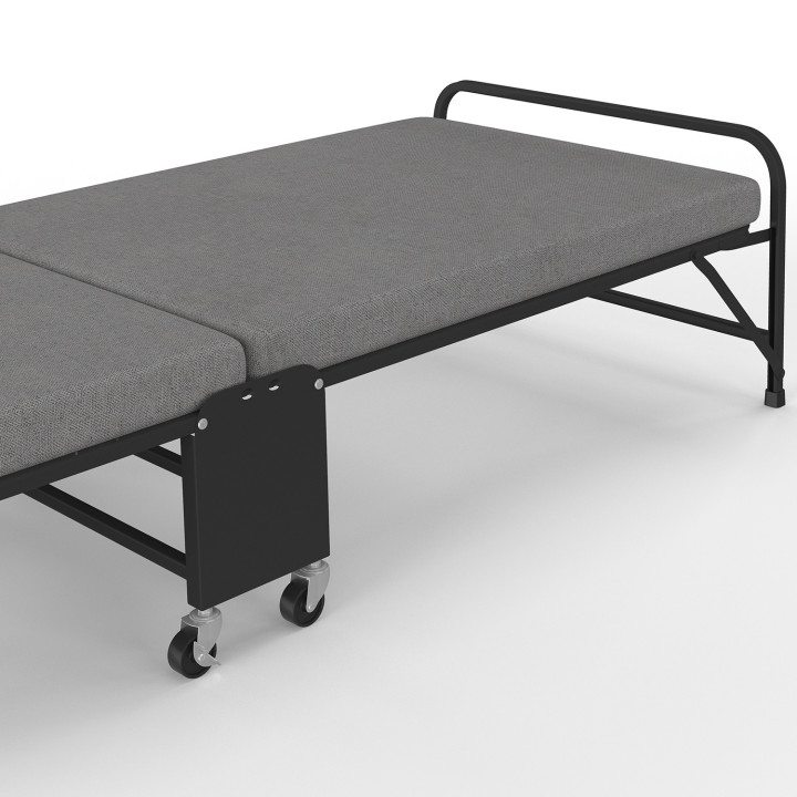 Letto supplementare in metallo pieghevole per 1 persona ZAK con base e materasso 70x190 cm grigio e nero