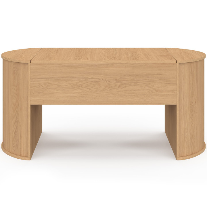 Tavolino ovale sollevabile DIVIA 100 cm in legno di faggio, design arrotondato