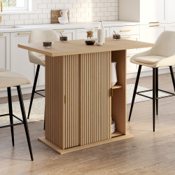 Mittelinsel 4 Personen JULIETTE 110 cm Mittelfuß mit Aufbewahrungseffekt Lattenrost Holzleisten