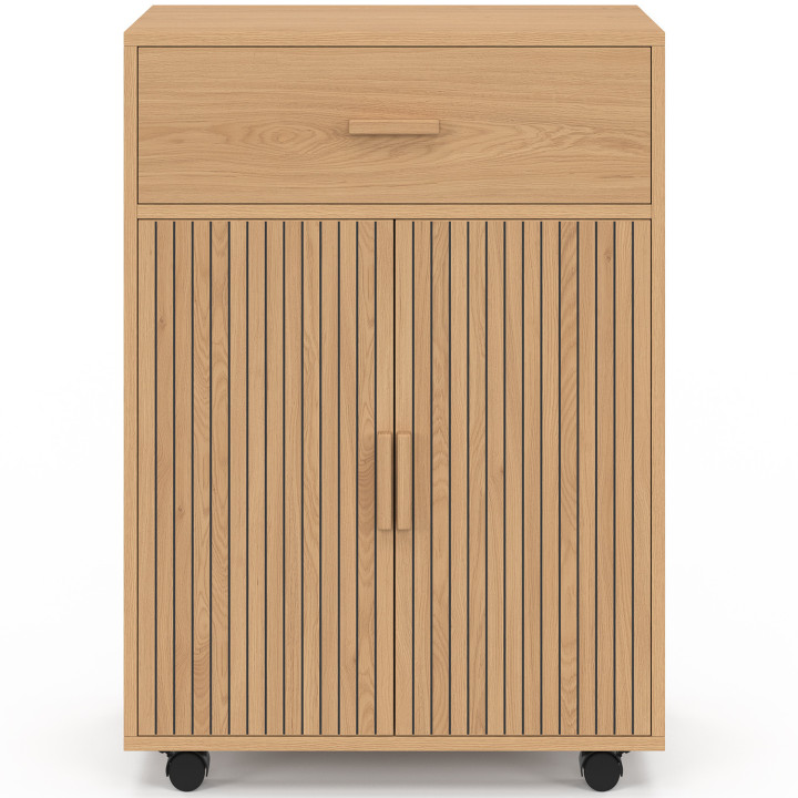 JULIETTE keuken dressoir kast met houten latten effect lade L.60 cm